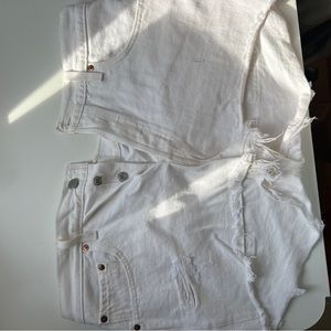 Levi 501 white jean shorts